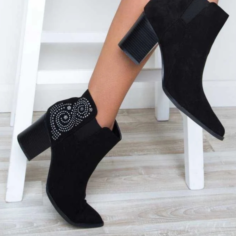 Qupid Suede Studded Booties